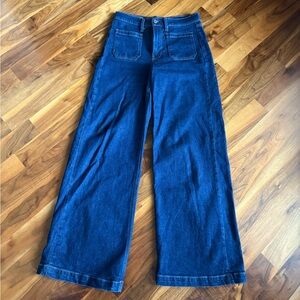 GAP Dark Blue, High Rise Stide, Wide Leg Women's Jeans, ECU